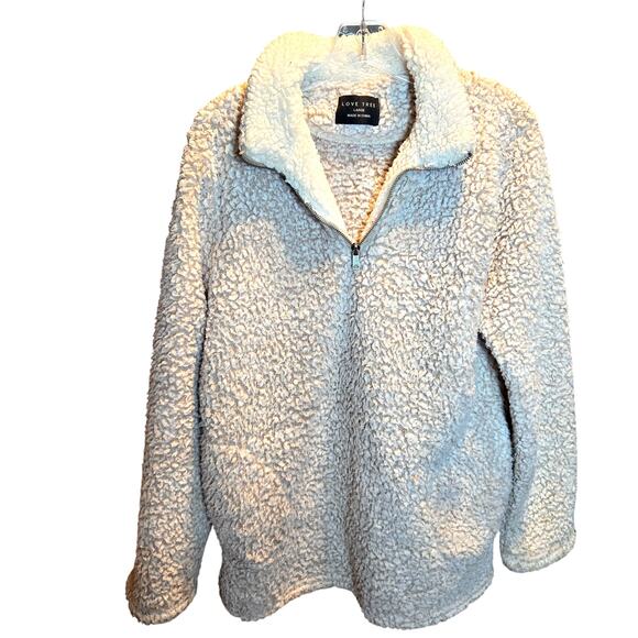 Love Tree Large Cream  Textured Women's Coat Jacket Misses Size L 12 14 Pocket - Picture 2 of 7